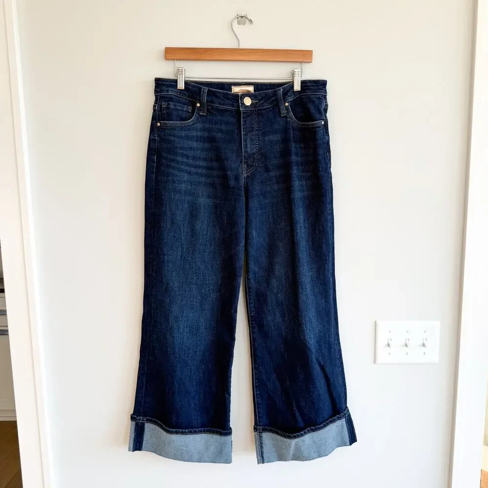 KUT From The Kloth Meg Fab Ab Wide Leg Wide Leg Cuffed Hem Jeans Blue 10 - Picture 2 of 10